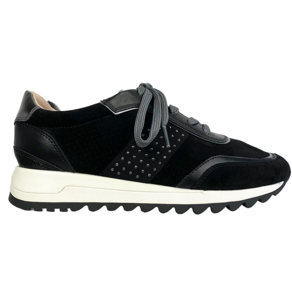 NWOB Geox D Tabelya Women's Sneakers in Black and Gun Metal Grey, Size 8 - Picture 4 of 13
